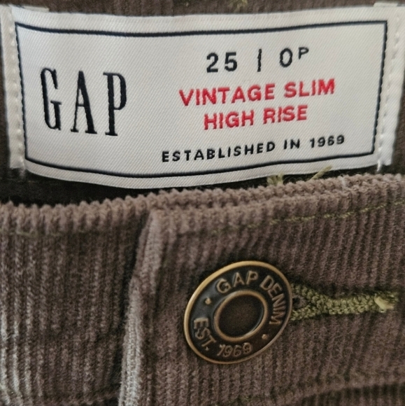 GAP HIGH RISE VINTAGE SLIM CORDUROY PANTS WOMEN'S PETITE SIZE 25|0 - Picture 13 of 16